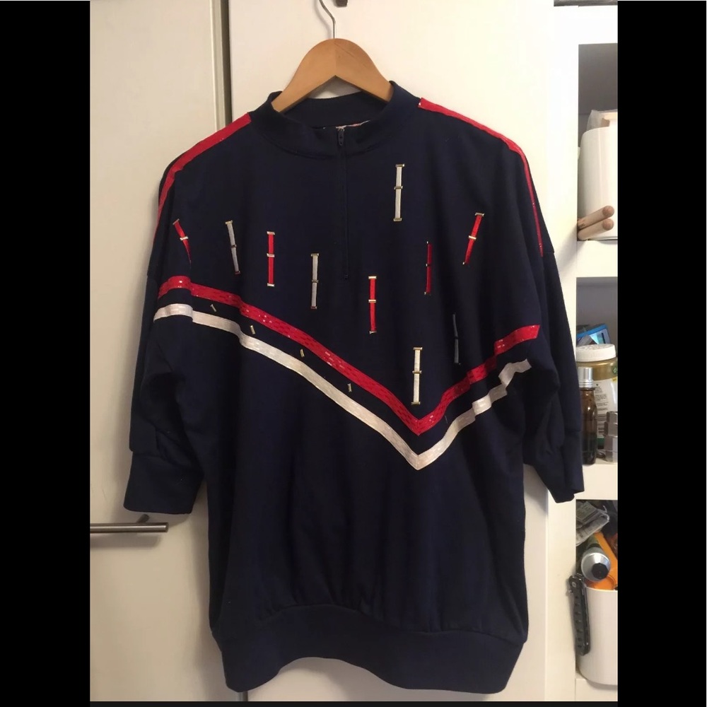 Vintage Rare HANDCRAFTED BY MARDEL Navy Red White zip bling USA 70's 80's